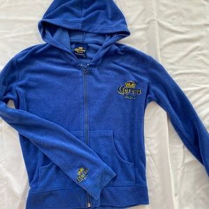 Corona vintage blue terry zip up hoodie